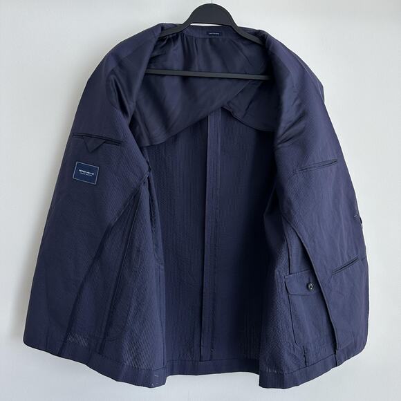 Peter Millar Blazer 44 Navy Crown Crafted Seersucker Sport Coat Jacket Unstructu - Picture 6 of 13